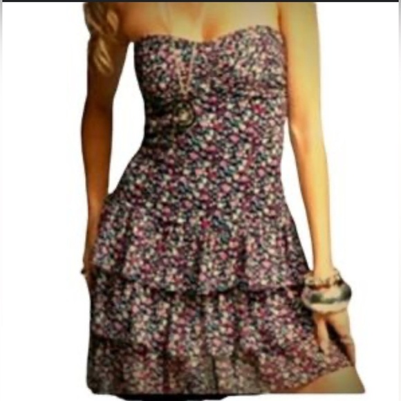 Express floral strapless summer , sun dress size med great conditions - Picture 2 of 9